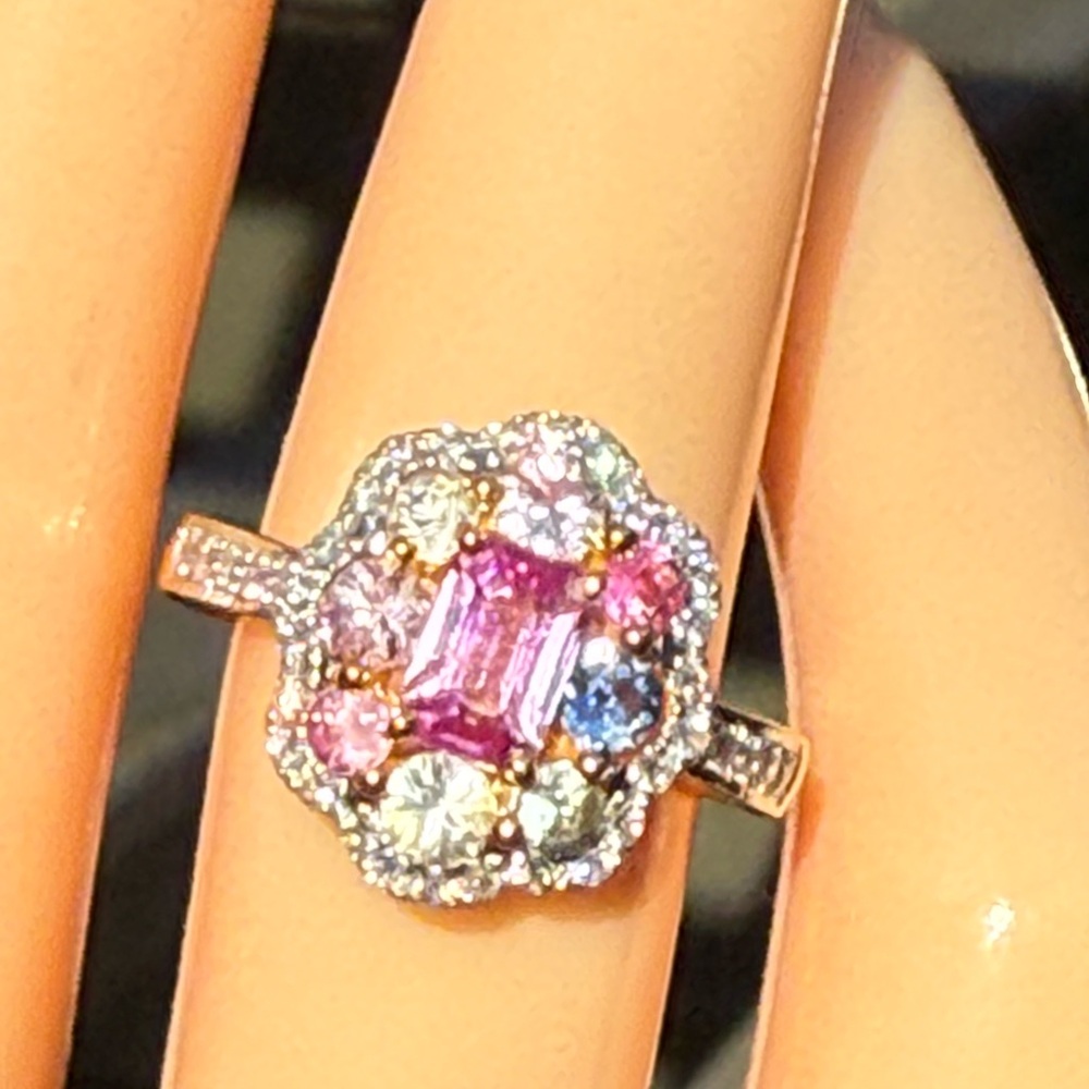 Natural Burmese Pink sapphire,colored Sapphire and diamond ring in 18k solid